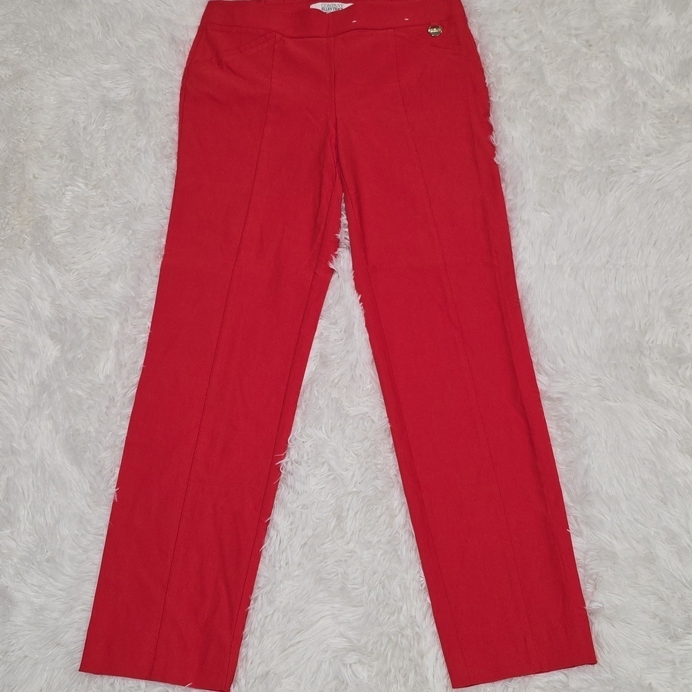 Ellen Tracy Red Straight-Leg Pants. Size S